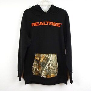 Realtree Hoodie Sweatshirt Men's Size L Black Fleece Lined Relaxed